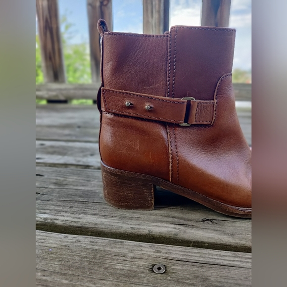 J. Crew Parker Ankle Boots Vachetta Leather Chestnut brown size 6.5 - Picture 7 of 8